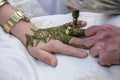 Henna being applied to hand of an MOROCCAN bride Royalty Free Stock Photo