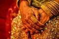 Henna on brides hands Royalty Free Stock Photo