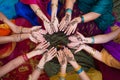 Henna Decorated Hands Arranged in a Circle Royalty Free Stock Photo