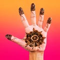 Henna design on the palm of the hand colour gradient Royalty Free Stock Photo