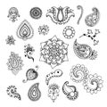 Henna doodle vector elements