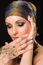 henna, fashion, girl, lady, makeup, tattoo, veil, oriental, muslim, mehndi, model, face, brunette, arab, beauty, beautiful, asian