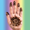 Henna hand tattoo decoration art clipping path square Royalty Free Stock Photo