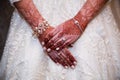 Henna hands cloe up anf indian bride Royalty Free Stock Photo