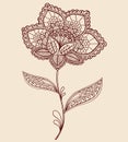 Henna Lace Doily Paisley Flower Doodle Design Royalty Free Stock Photo