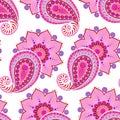 Henna Mehendi Doodles Seamless Pattern on a pink background Royalty Free Stock Photo