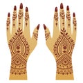 Henna Mehendi Hands Patterns Illustration Traditional Arts Vector
