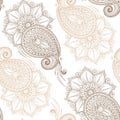 Henna Mehendy Doodles Seamless Pattern on a white background Royalty Free Stock Photo