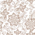 Henna Mehendy Doodles Seamless Pattern on a white background
