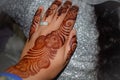 Henna mehndi design at an Indian cultural wedding.