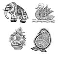 Henna Mehndi Doodle Paisley Design Elements Royalty Free Stock Photo