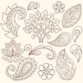 Henna Mehndi Flowers and Paisley Vector