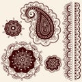 Henna Mehndi Flowers and Paisley Vector