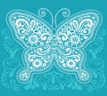 Henna Mehndi Paisley Butterfly Doodle Design