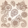 Henna Mehndi Tattoo Paisley Doodles Vector Royalty Free Stock Photo