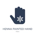 Henna painted hand icon. Trendy flat vector Henna painted hand i Royalty Free Stock Photo