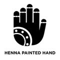Henna painted hand icon vector isolated on white background, log Royalty Free Stock Photo