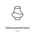 Henna painted hand outline vector icon. Thin line black henna painted hand icon, flat vector simple element illustration from Royalty Free Stock Photo