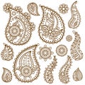 Henna Paisley Flowers Mehndi Tattoo Doodles Design Royalty Free Stock Photo