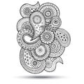 Henna Paisley Mehndi Doodles Design Element.