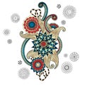 Henna Paisley Mehndi Doodles Design Element. Royalty Free Stock Photo