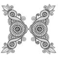 Henna paisley mehndi doodles design tribal design element. Black and white pattern. Royalty Free Stock Photo