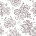 Henna paisley mehndi tattoo doodle seamless vector pattern Royalty Free Stock Photo