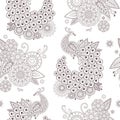 Henna paisley mehndi tattoo doodle seamless vector pattern Royalty Free Stock Photo