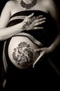 Henna on Pregnant Woman's Belly