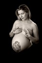 Henna on Pregnant Woman's Belly Royalty Free Stock Photo