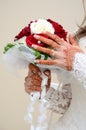 Henna Tattoo on Bride`s Hand.Moroccan wedding preparation henna party. Royalty Free Stock Photo