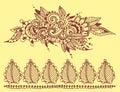 Henna tattoo brown mehndi flower doodle ornamental decorative indian design pattern paisley arabesque mhendi Royalty Free Stock Photo