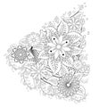 Henna tattoo doodle elements on white background. Abstract floral elements in Indian style. Ethnic ornament, coloring book