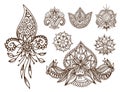Henna tattoo mehndi flower doodle ornamental decorative indian design pattern paisley arabesque mhendi embellishment Royalty Free Stock Photo