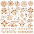 Henna tattoo mehndi flower template vector.