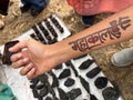 Henna wooden stamps text Mahakal for decorating the body or clothes, India