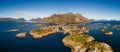 Henningsvaer fishing village on Lofoten islands from above Royalty Free Stock Photo