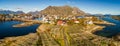 Henningsvaer fishing village on Lofoten islands from above Royalty Free Stock Photo