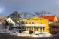 HENNINGSVAER, NORWAY, FEBRUARY 20, 2022: Henningsvaer fishing village in Lofoten Archipelago, Europe.