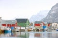 HENNINGSVAER, NORWAY, FEBRUARY 20, 2022: Henningsvaer harbor in Lofoten Archipelago, Europe. Royalty Free Stock Photo