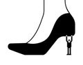 Henpecked man Holding woman shoe. vector illustration