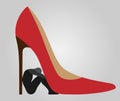 Henpecked - a man under a heel of woman shoes