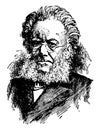 Henrik Ibsen, vintage illustration Royalty Free Stock Photo