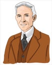 Henry Ford cartoon vector illustration Royalty Free Stock Photo