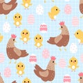 Hens and chicks seamless pattern Royalty Free Stock Photo