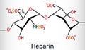 Heparin molecule, is naturally occurring glycosaminoglycan, anticoagulant. Skeletal formulas