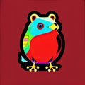 Hepatic Tanager (Red Tanager) Animal Style Print Design Logo. Generative AI.