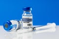 hepatitis b virus vaccine vials and syringe Royalty Free Stock Photo