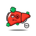 Hepatitis liver cute mascot character