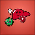 Hepatitis liver cute mascot character